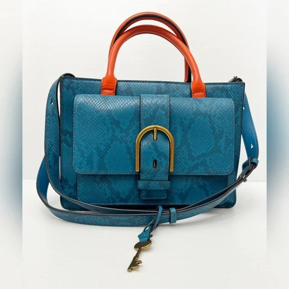 Fossil Blue and Green Satchel Bag - Picture 1 of 13